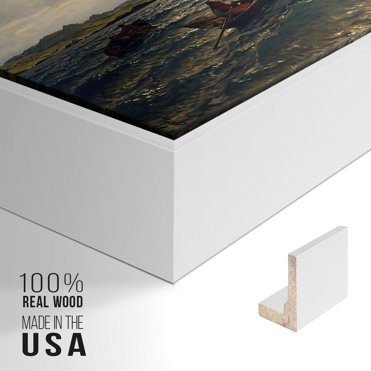 Fresh Breeze on the Norwegian Coast, 1876 - Floater Framed Canvas Print