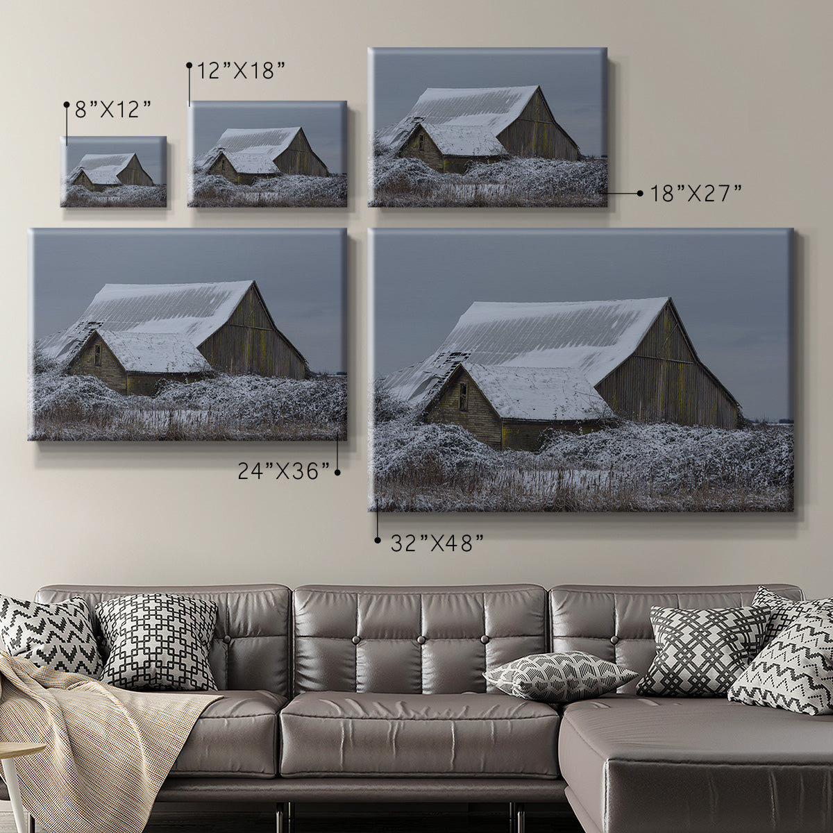 Winter Barn Premium Gallery Wrapped Canvas - Ready to Hang