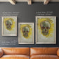Expressive skull study painting by Vincent van Gogh in an ornate champagne frame shown in multiple vertical size options.