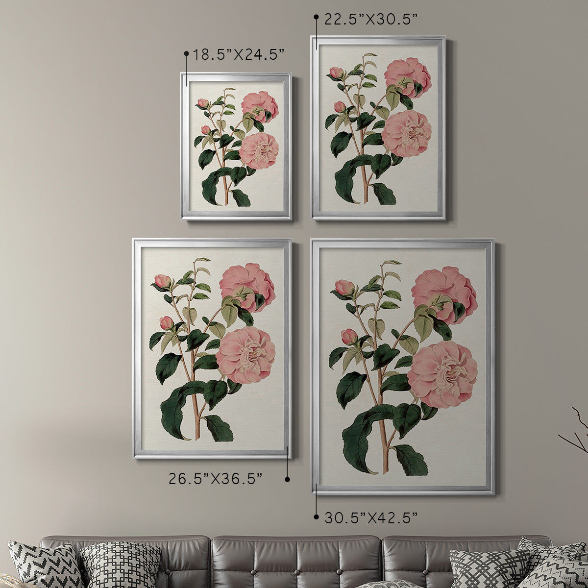Pink Floral Mix IV - Modern Framed Canvas Print