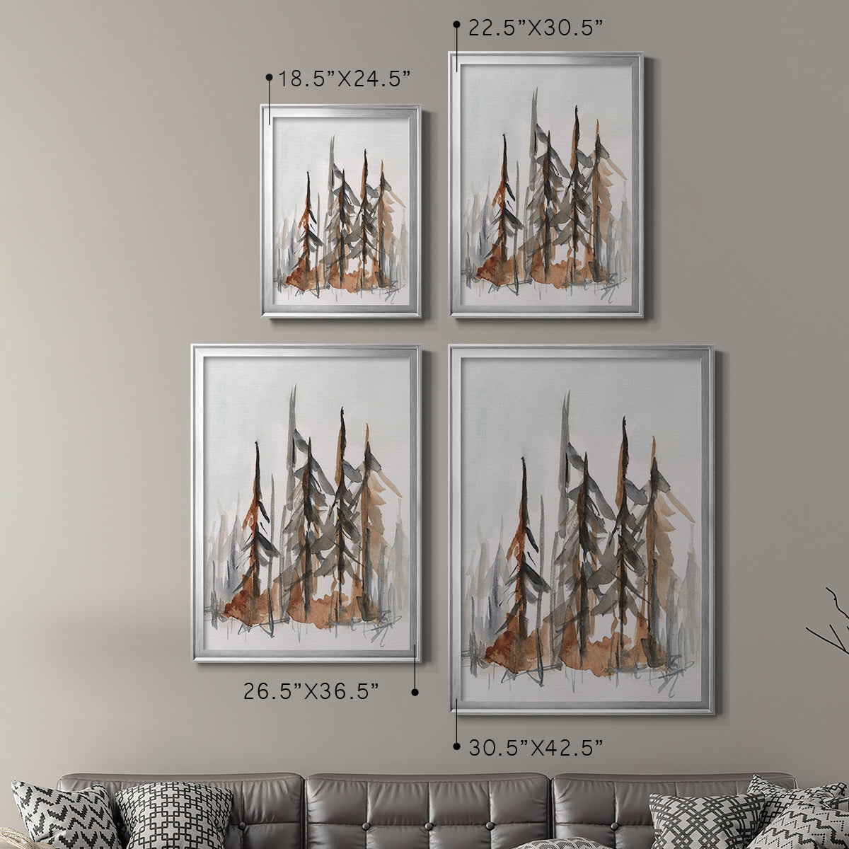 Rustic Evergreens I - Modern Framed Canvas Print