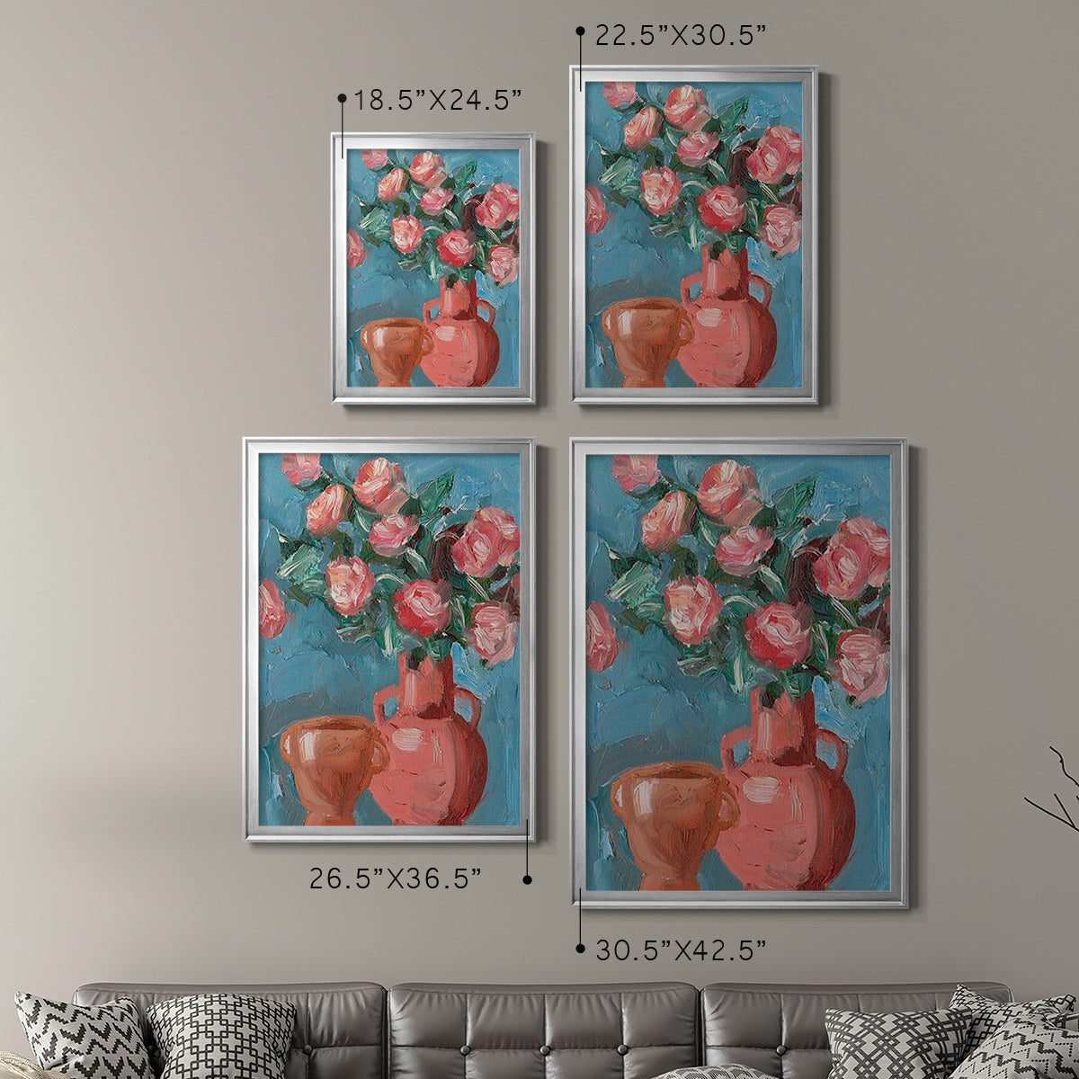 Rosa Blooms I - Modern Framed Canvas Print