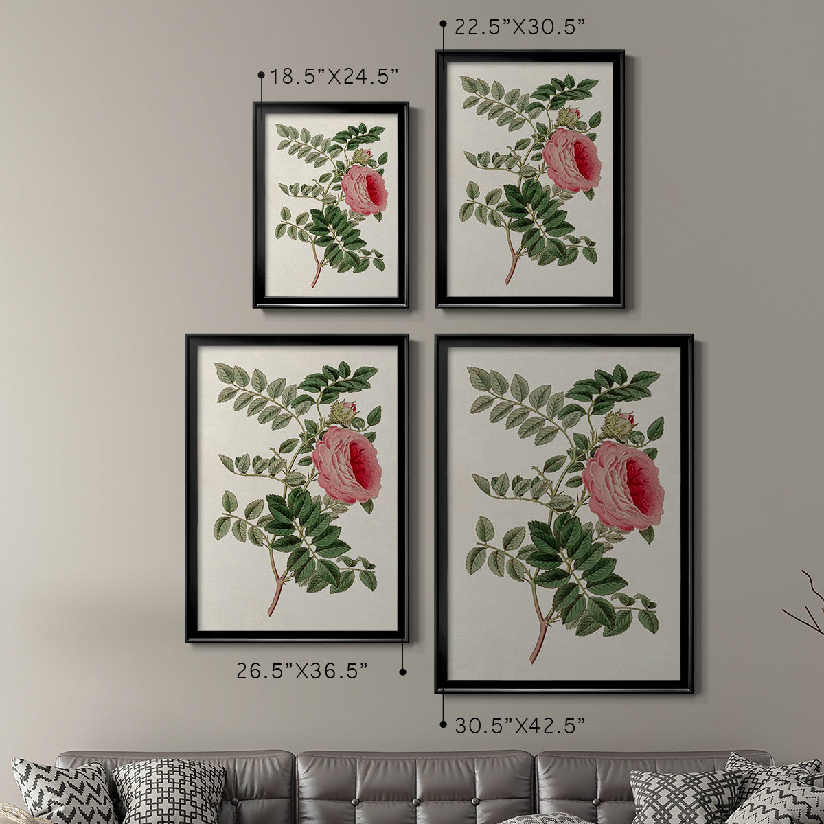 Pink Floral Mix I - Modern Framed Canvas Print