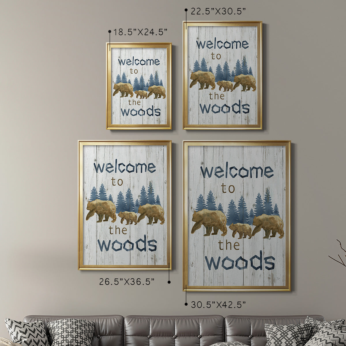 Welcome to the Woods - Modern Framed Canvas Print