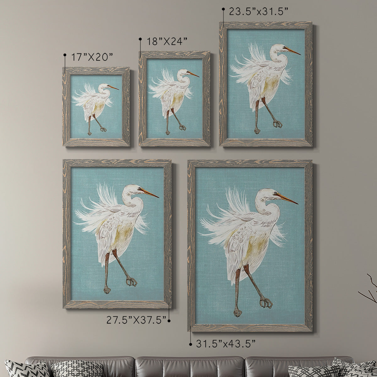 Heron Plumage III - Premium Framed Canvas 2 Piece Set - Ready to Hang