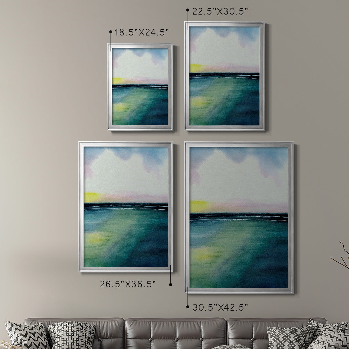 Sherbet Sunset Diptych II - Modern Framed Canvas Print