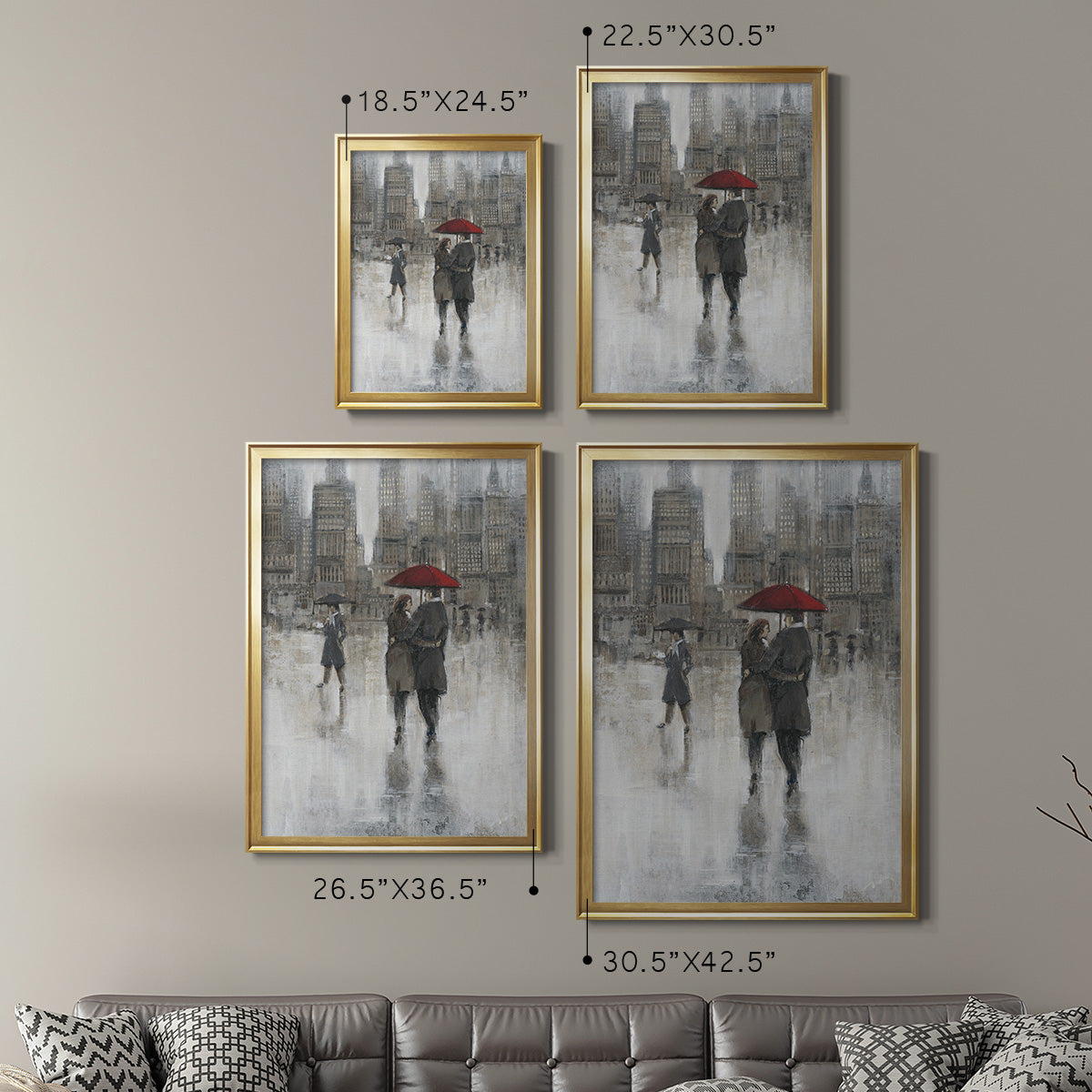 Rain in The City II - Modern Framed Canvas Print