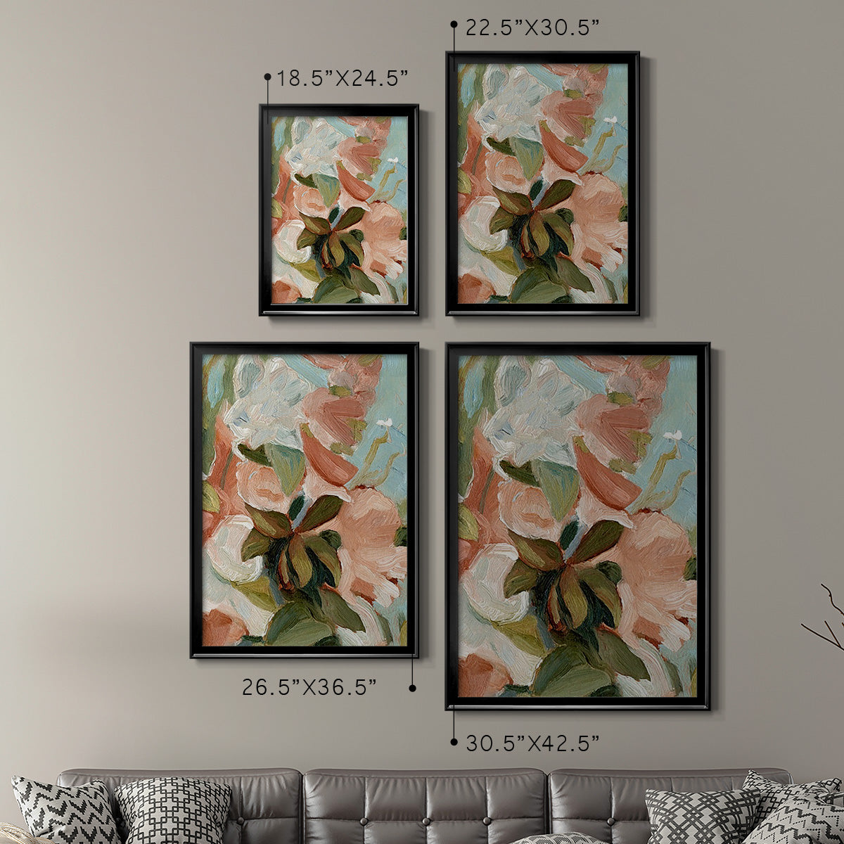 Bouquet Scatter IV - Modern Framed Canvas Print