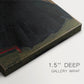 Close-up of a gallery-wrapped canvas corner showing a classic figure with strong contrast and texture, highlighting texture and print detail.