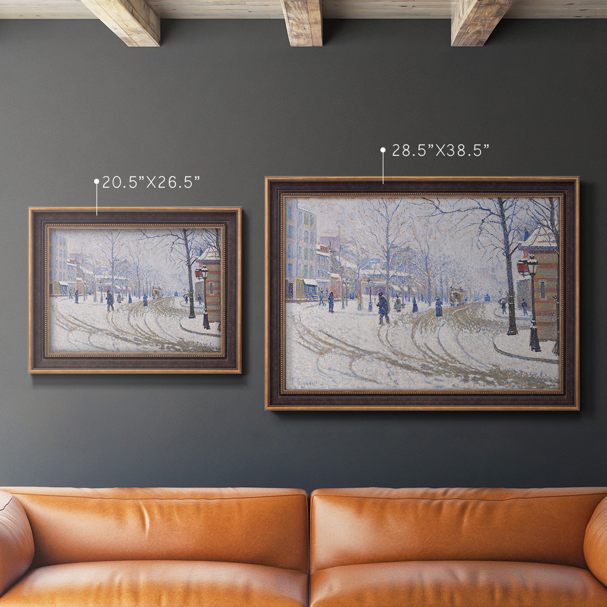 Snow, Boulevard de Clichy, Paris - Ornate Framed Canvas Print