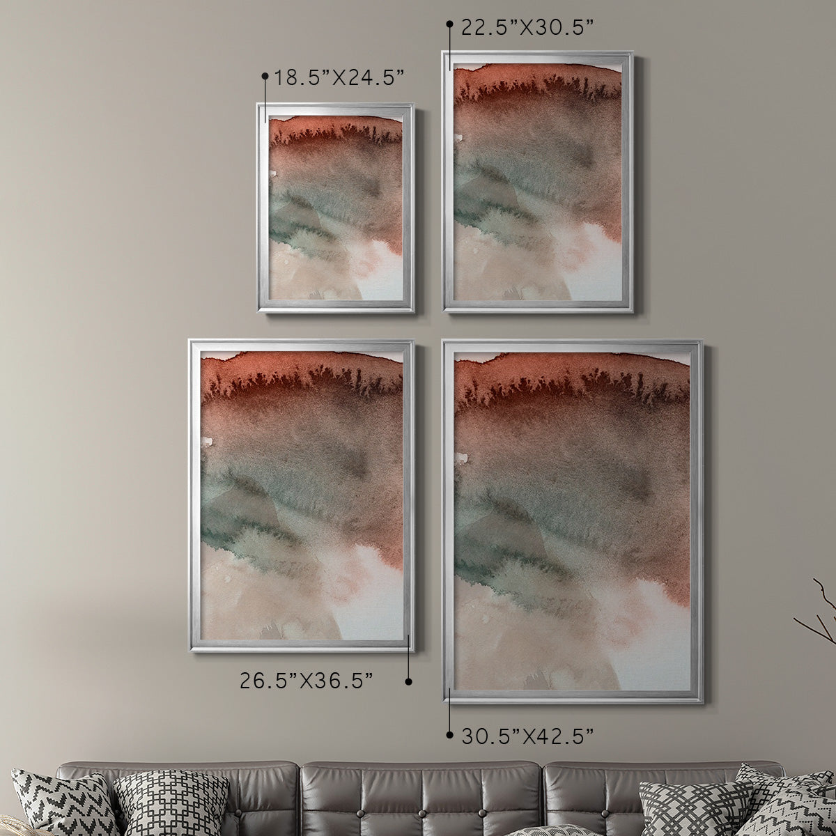 Red Ochre Abstract IV - Modern Framed Canvas Print