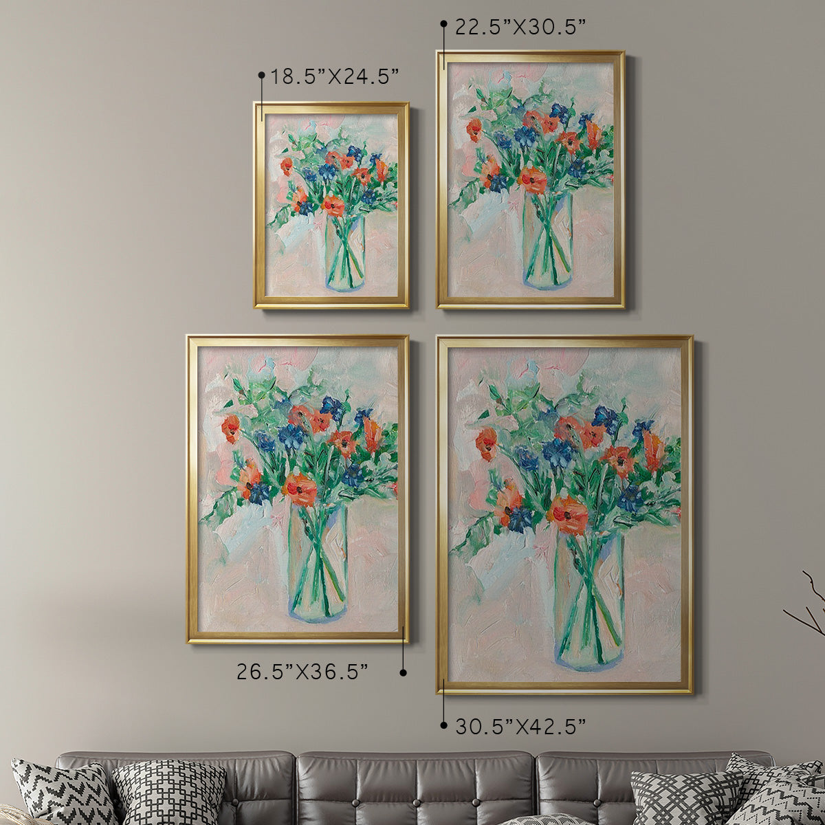 Painterly Soft Bouquet II - Modern Framed Canvas Print