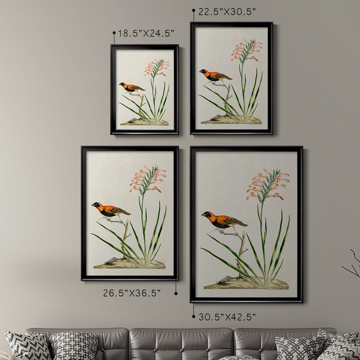 Bird in Habitat III - Modern Framed Canvas Print