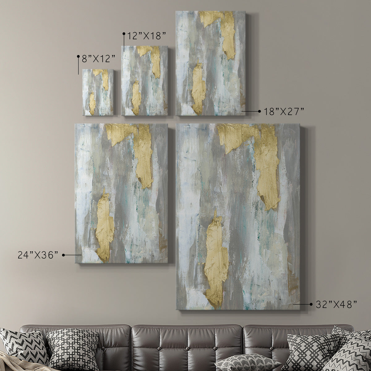 Textured Neutrals & Gold I Premium Gallery Wrapped Canvas - Ready to Hang