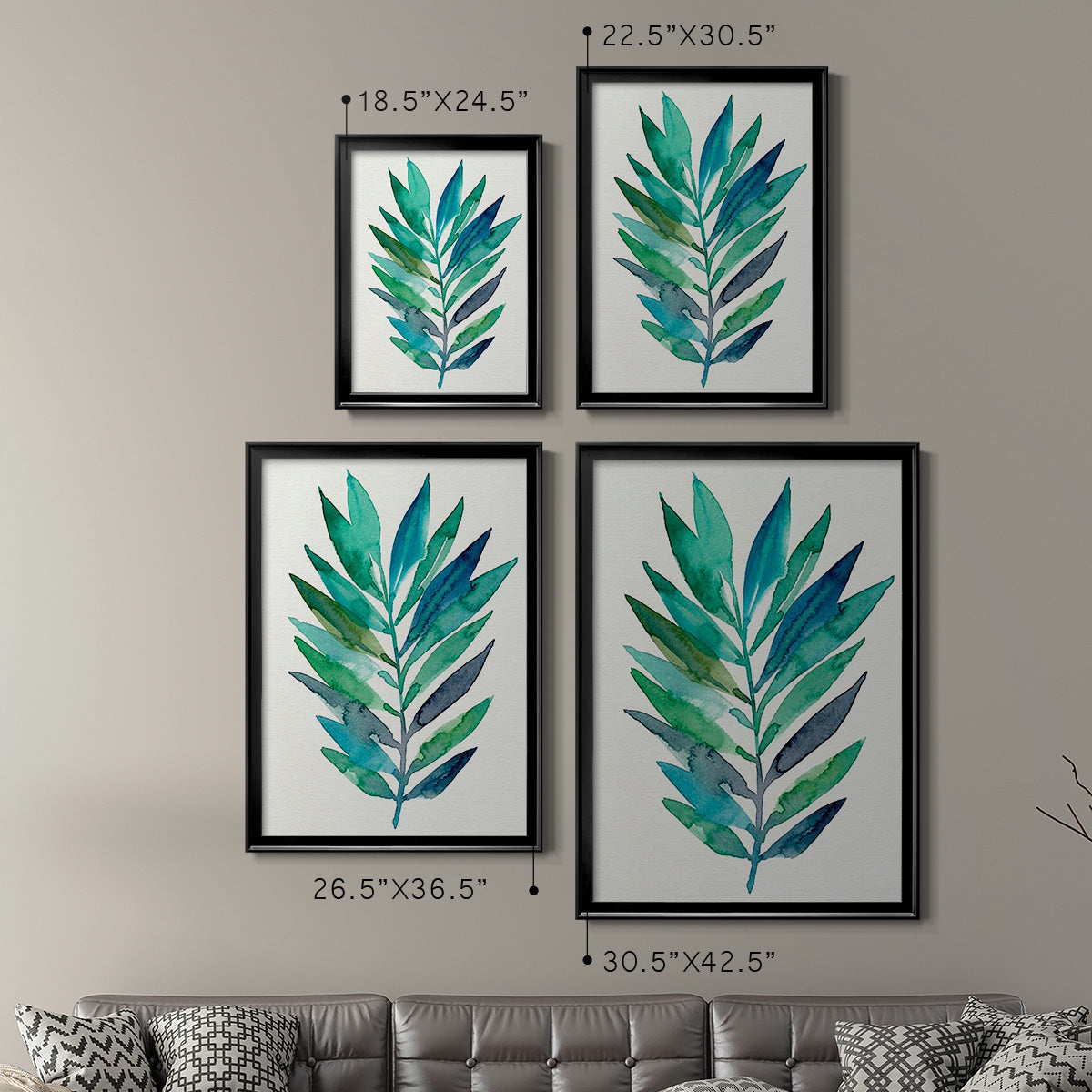 Palm Frond Flow II - Modern Framed Canvas Print