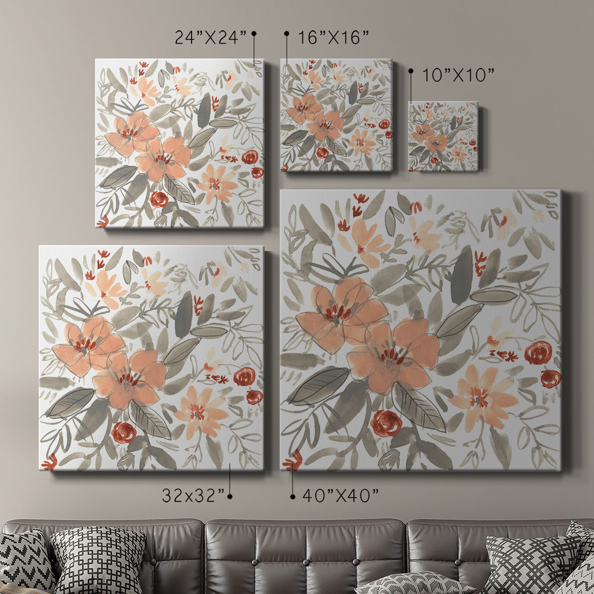 Peach & Rust Blooms I - Canvas Art Print