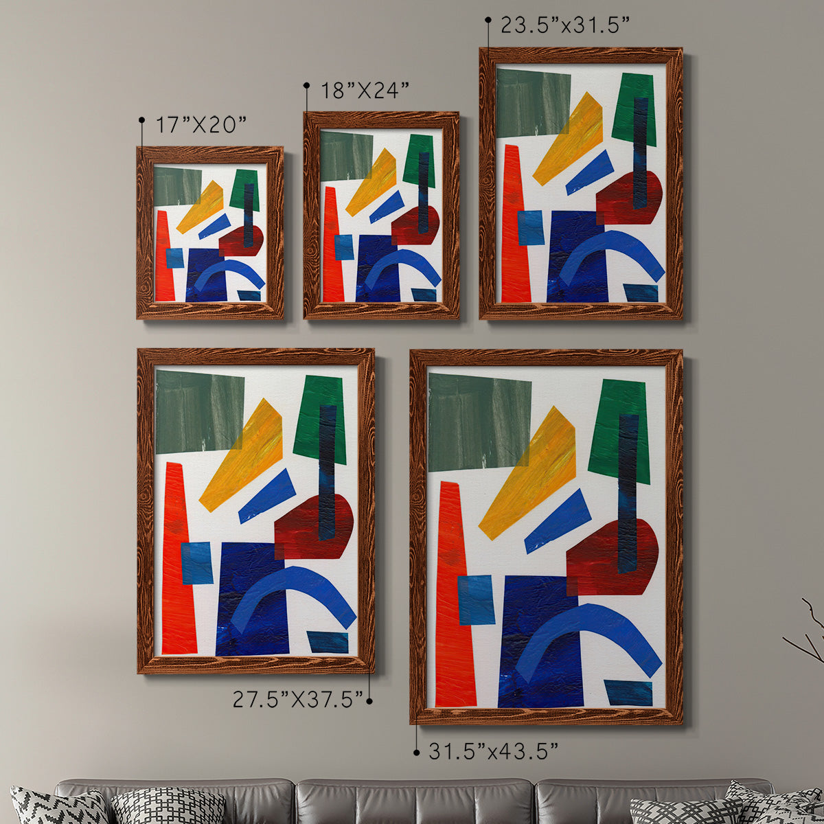 Colorful Shapes I - Premium Framed Canvas 2 Piece Set - Ready to Hang