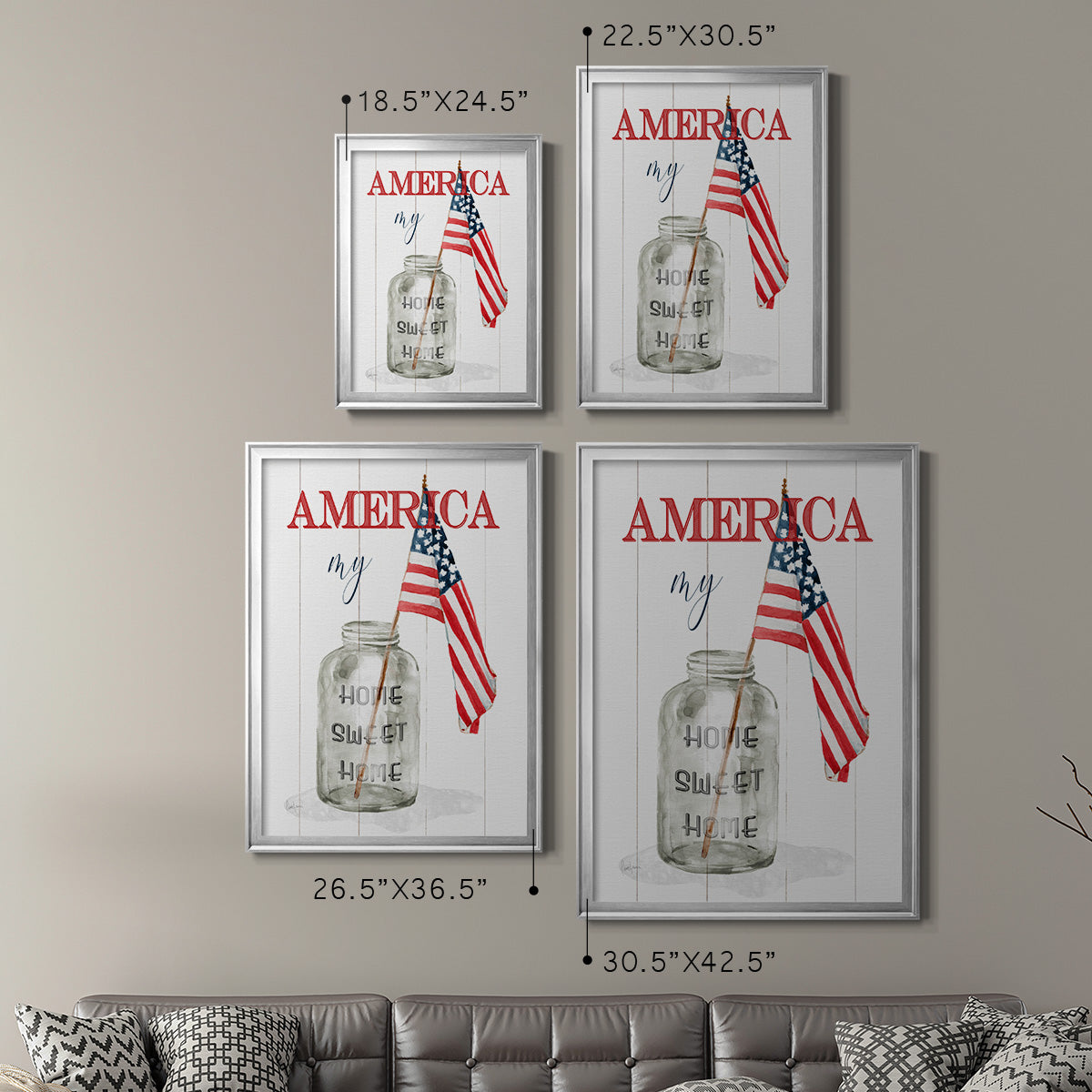 America My Home Sweet Home - Modern Framed Canvas Print