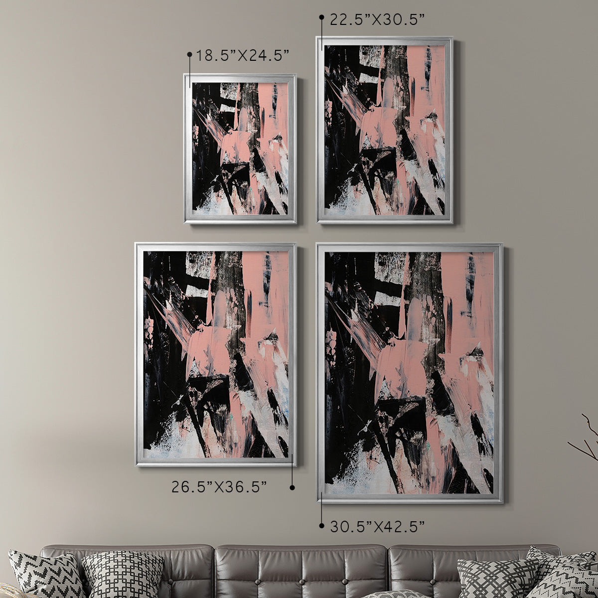 Black & Blush II - Modern Framed Canvas Print