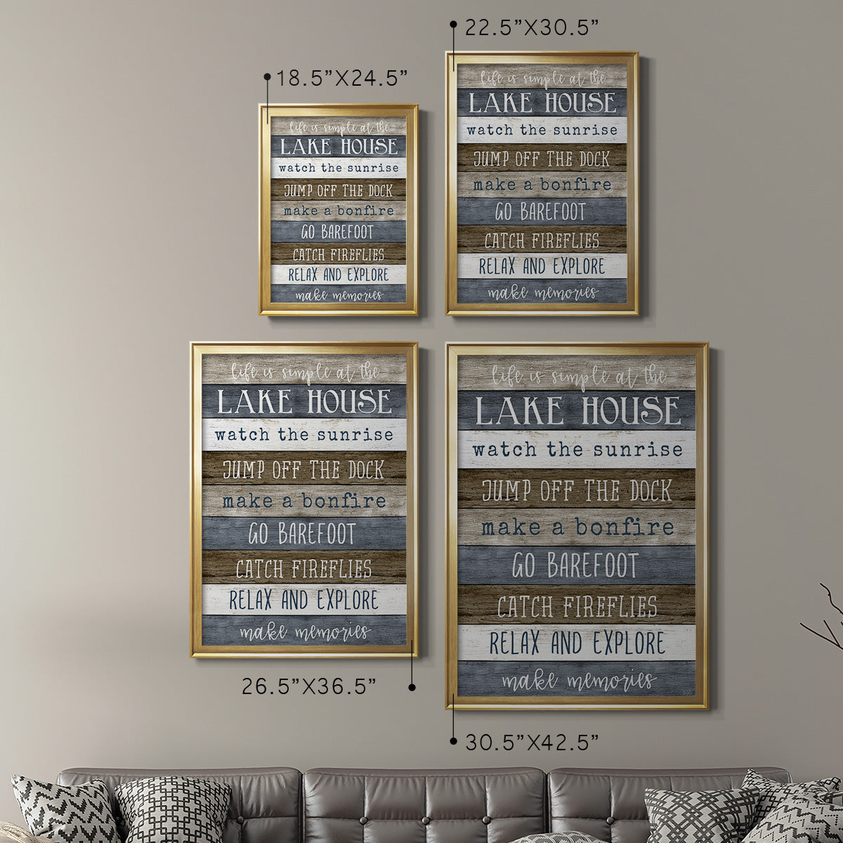 Simple Lake Rules - Modern Framed Canvas Print