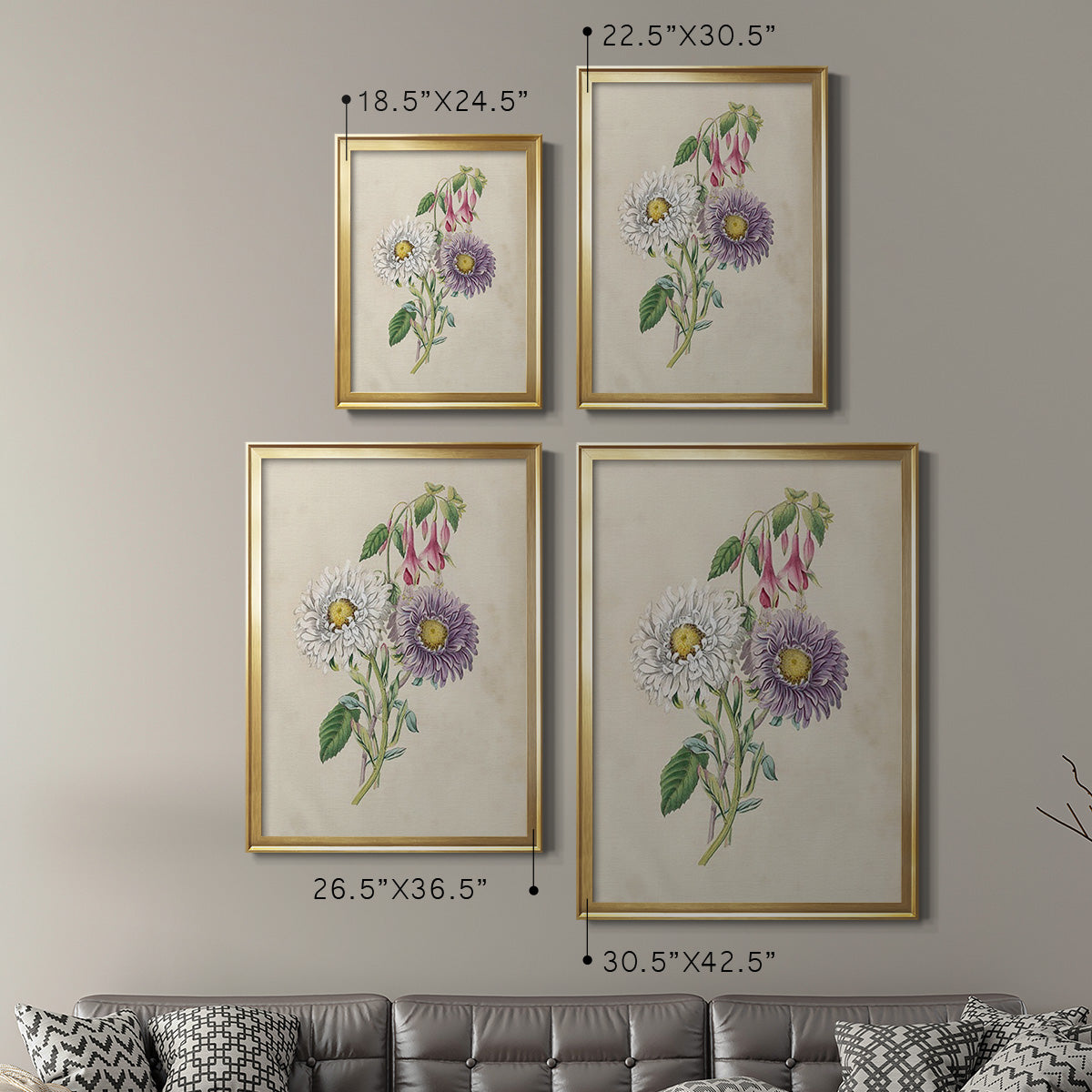 Antique Garden Bouquet III - Modern Framed Canvas Print