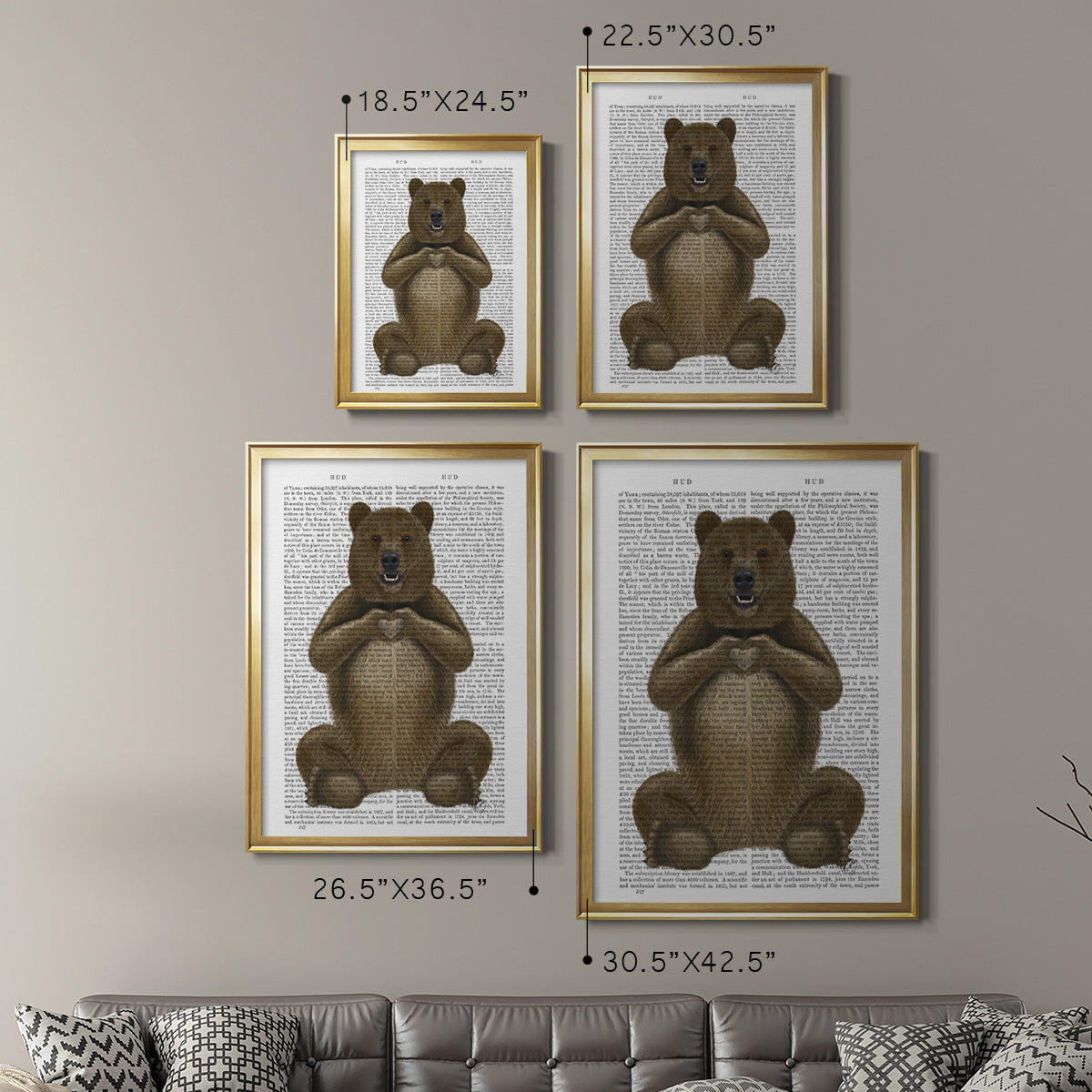 Bear and Hand Heart - Modern Framed Canvas Print