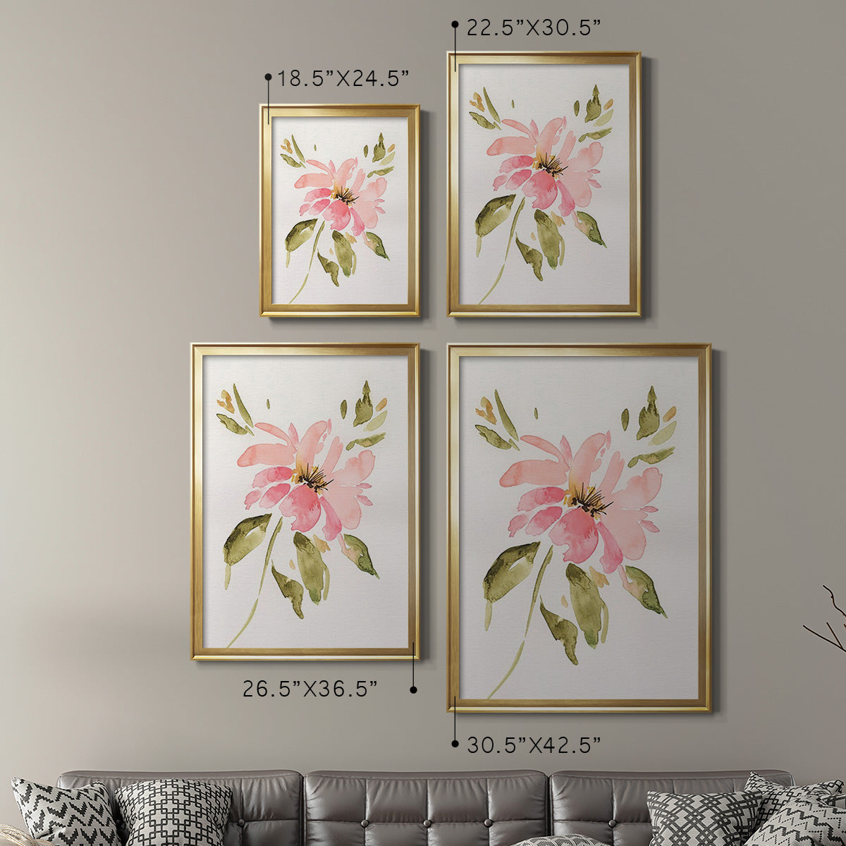 One Pink Bloom I - Modern Framed Canvas Print