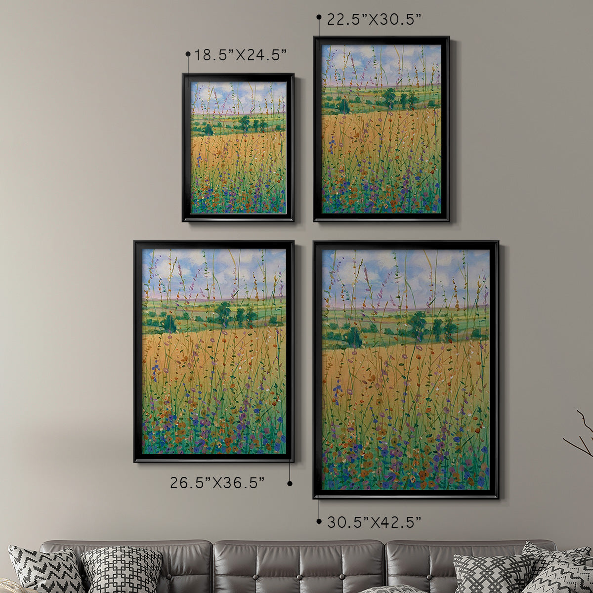 Wildflower Path II - Modern Framed Canvas Print