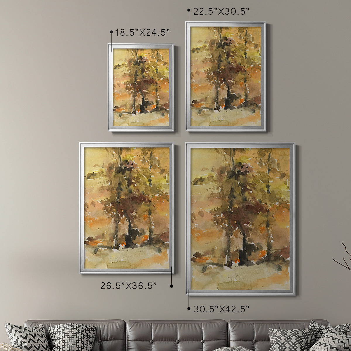 Fall Foliage Watercolor I - Modern Framed Canvas Print