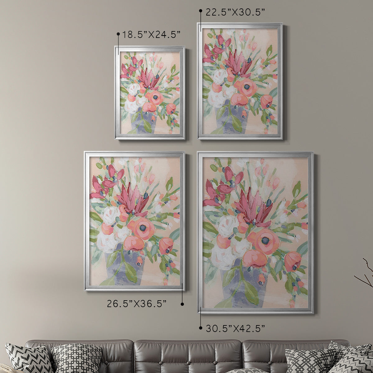 Blush Array II - Modern Framed Canvas Print