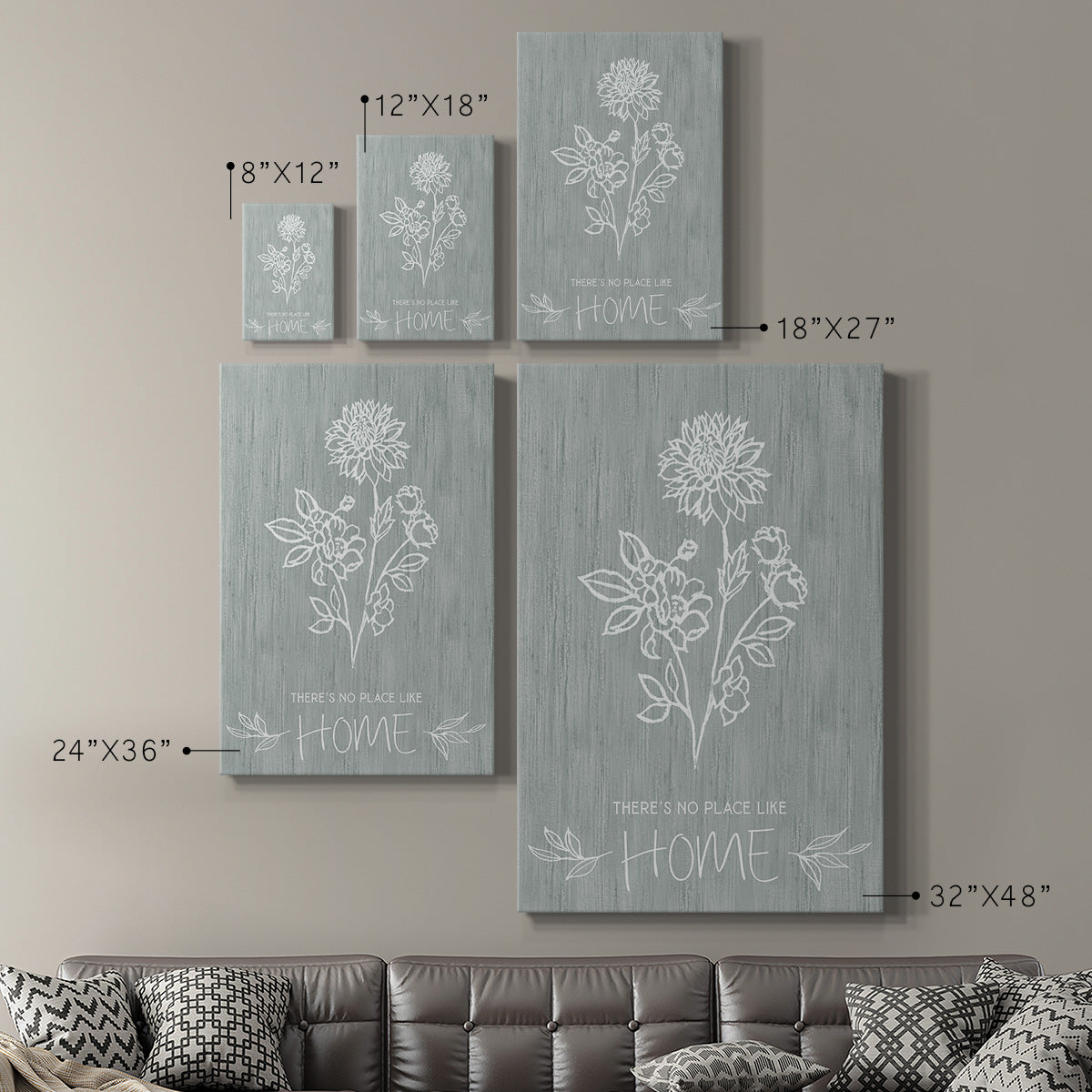 No Place Like Home Sketch Premium Gallery Wrapped Canvas - Ready to Hang