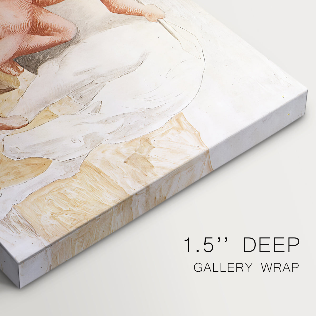 Canvas art print of intertwined figures in dynamic pose suggesting struggle, highlighting texture and gallery-wrapped edges