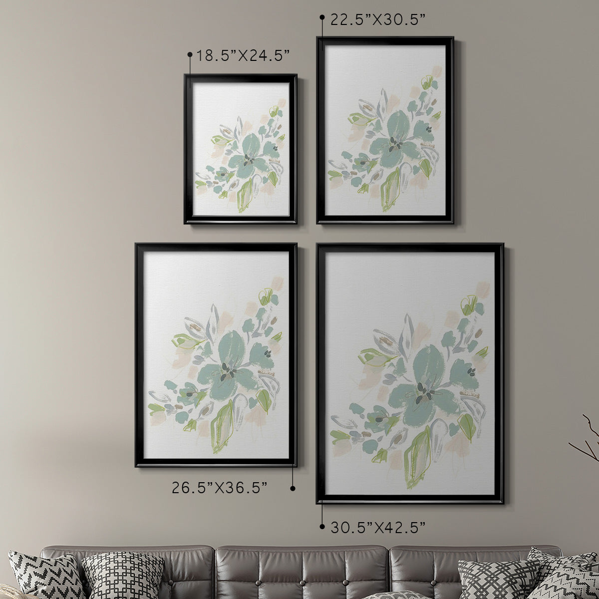 Seafoam Petals II - Modern Framed Canvas Print