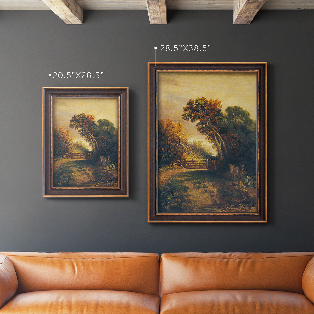 Landscape with Picnickers and Donkeys - Ornate Framed Canvas Print