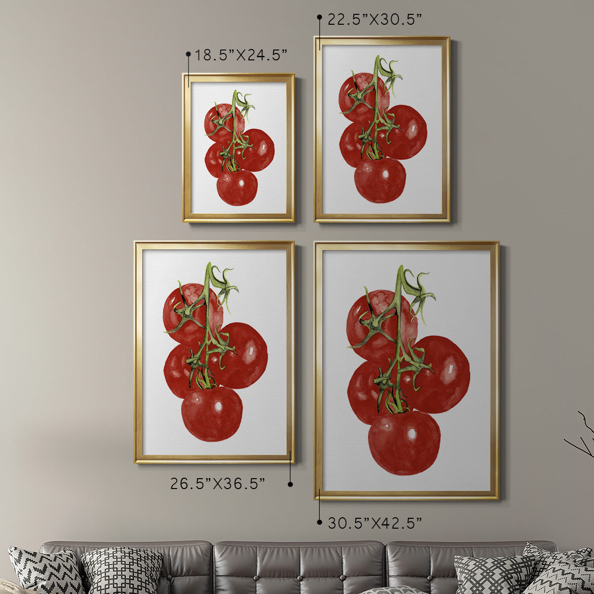 Watercolor Veggie IV - Modern Framed Canvas Print