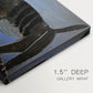 Canvas art print of an abstract cat lunging toward bird in angular form, highlighting texture and gallery-wrapped edges