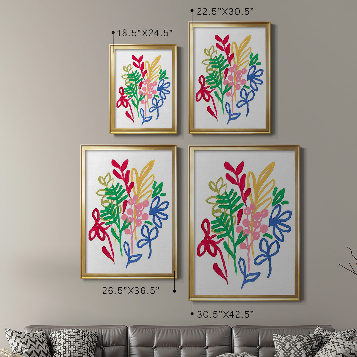 Bold Brushstroke Blooms II - Modern Framed Canvas Print