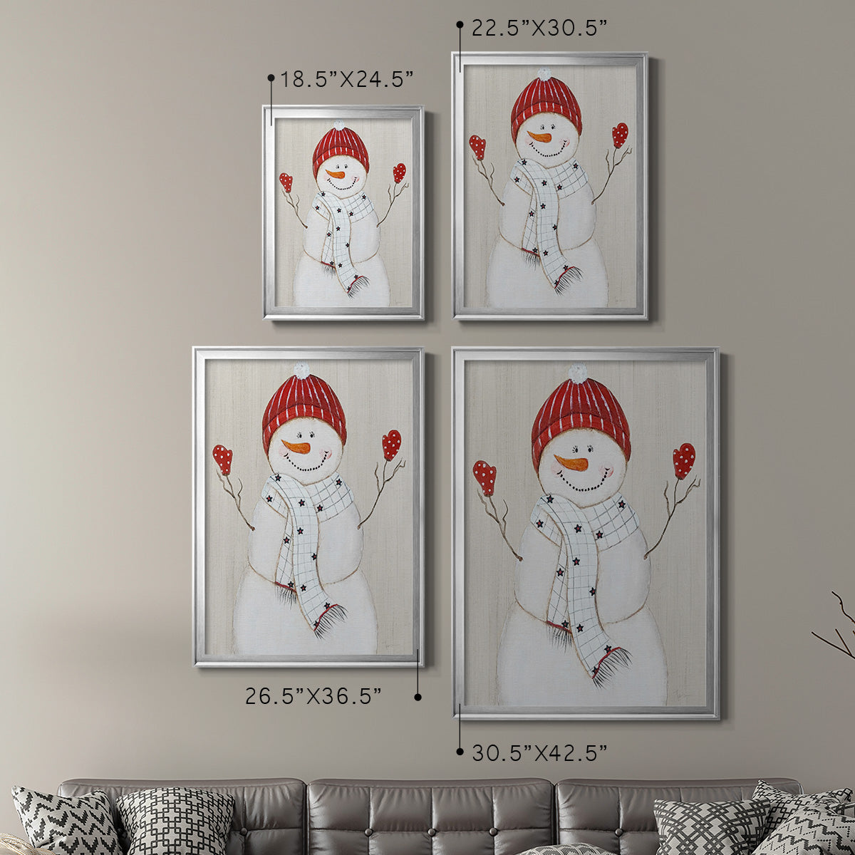 Festive Snowman III - Modern Framed Canvas Print