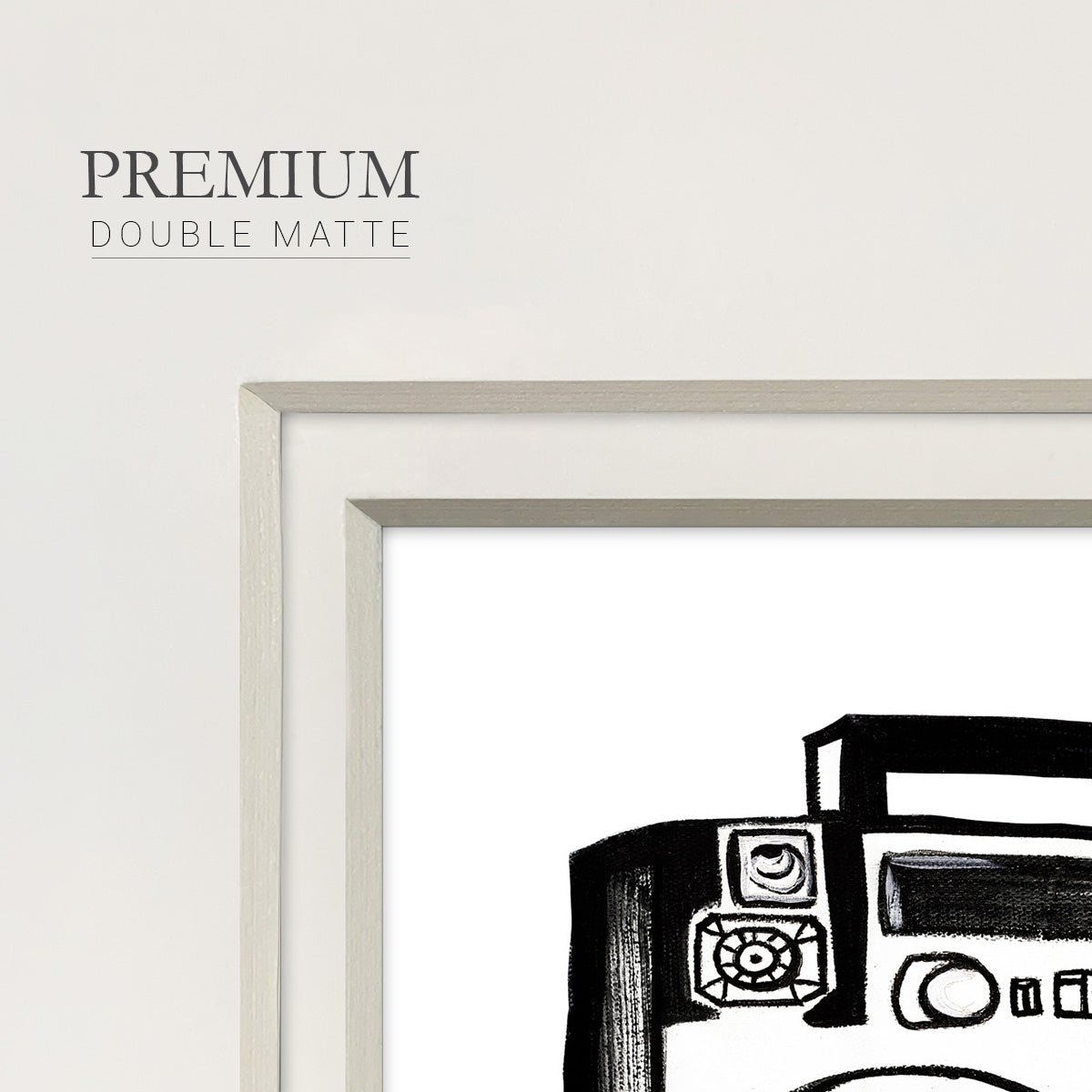 Boombox Sketch Premium Framed Print Double Matboard