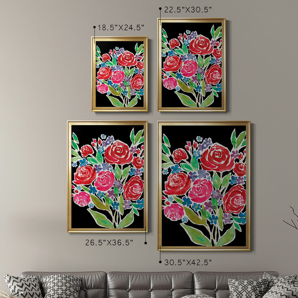 Floral Choir Bouquet - Modern Framed Canvas Print