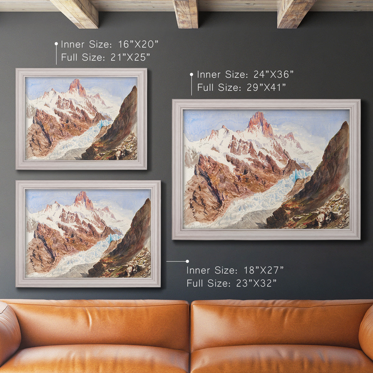 Schreckhorn, Eismeer - Ornate Framed Canvas Print