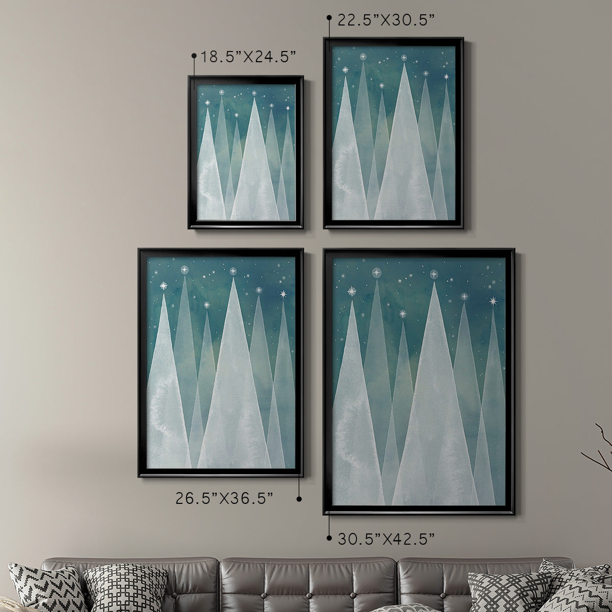 Mod Evergreens I - Modern Framed Canvas Print