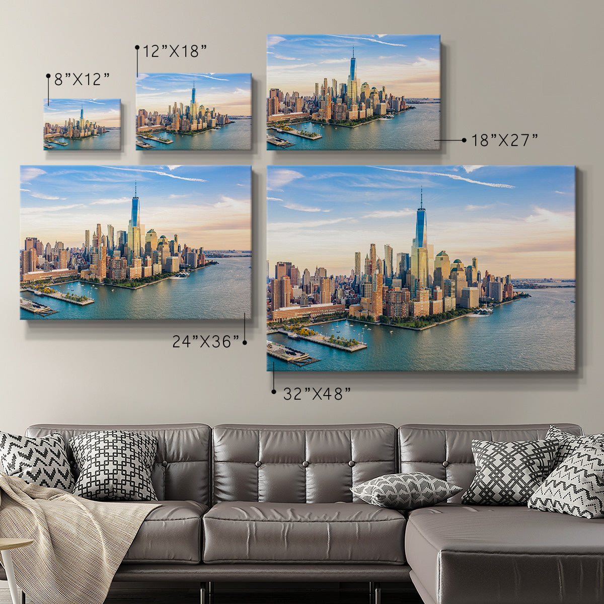 Aerial view of Lower Manhattan Premium Gallery Wrapped Canvas - Ready to Hang