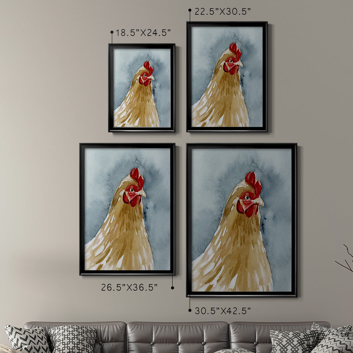 Chicken Portrait II - Modern Framed Canvas Print