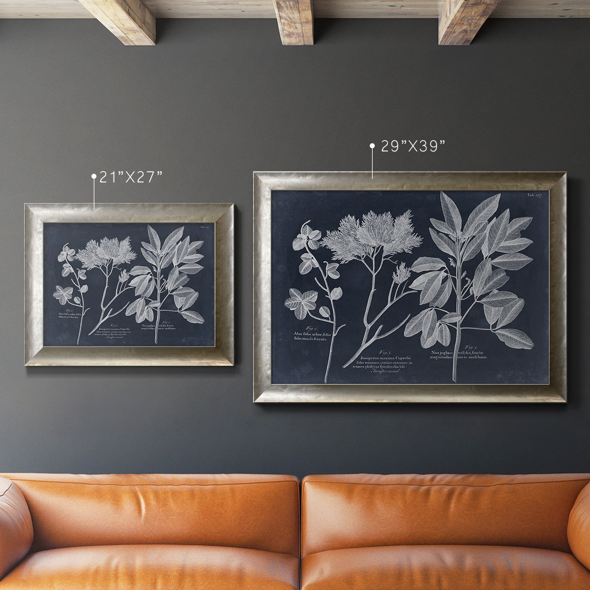 Foliage on Navy VI Premium Framed Canvas- Ready to Hang