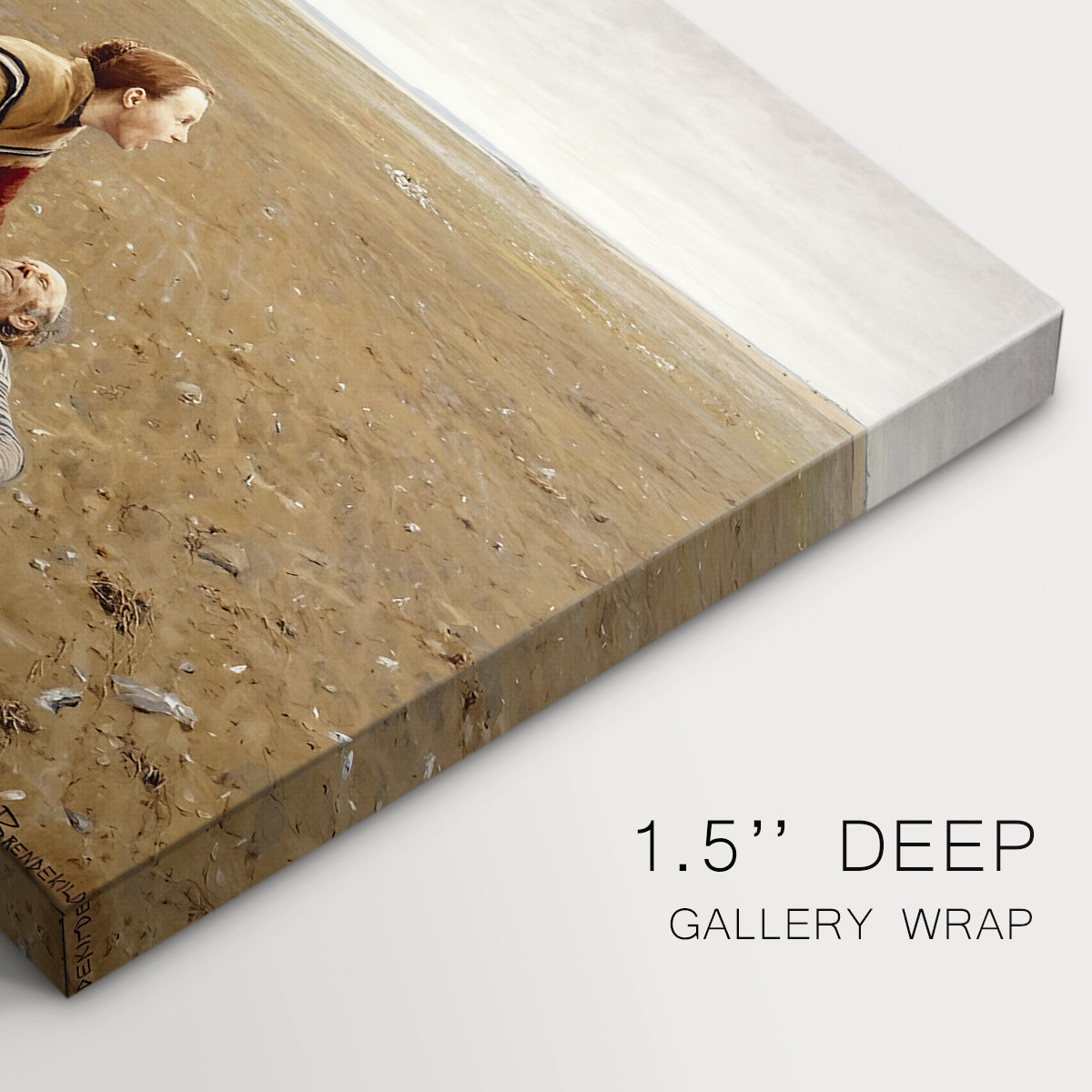 Canvas art print of an exhausted figure resting on ground in open rural landscape, highlighting texture and gallery-wrapped edges