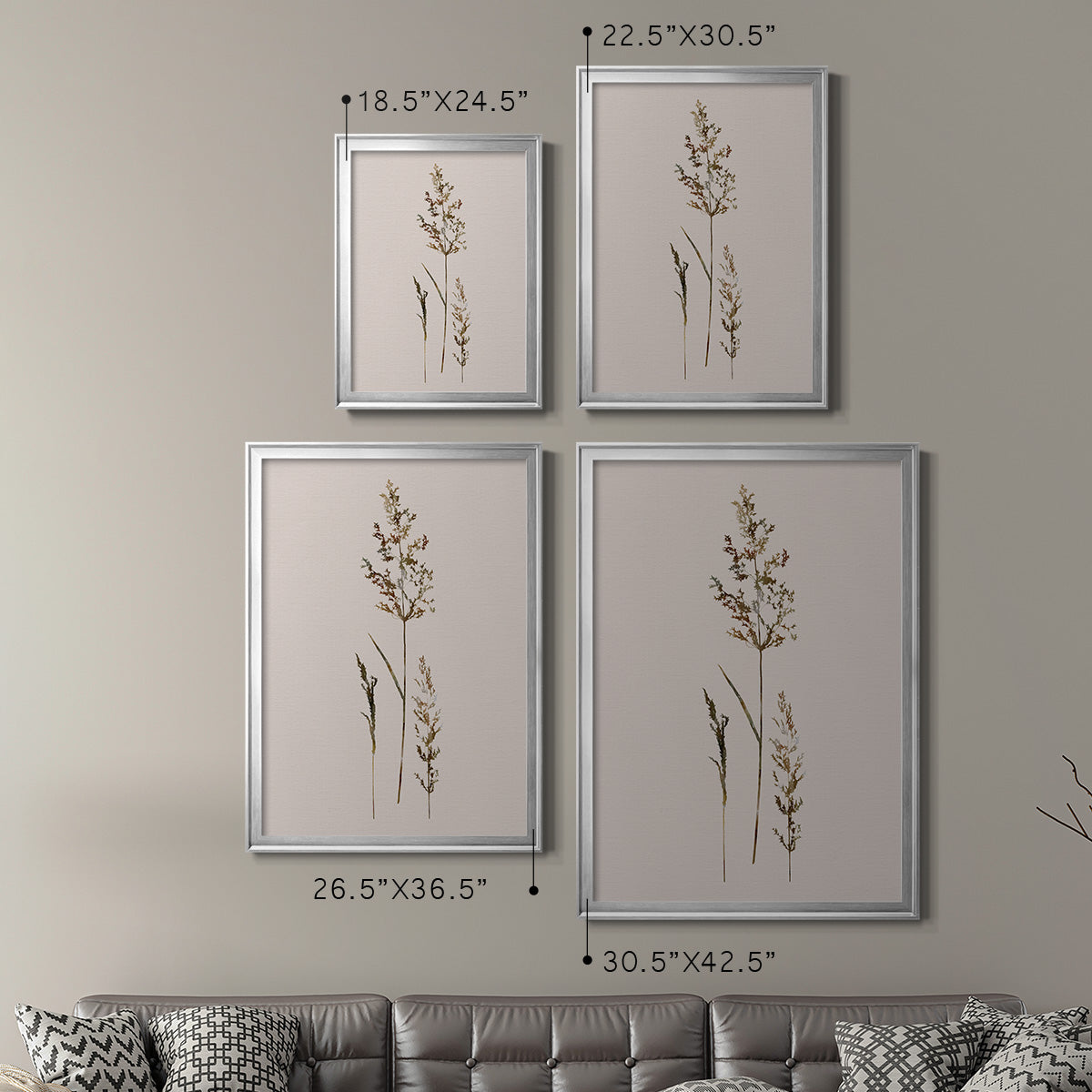 Delicate Stems II - Modern Framed Canvas Print