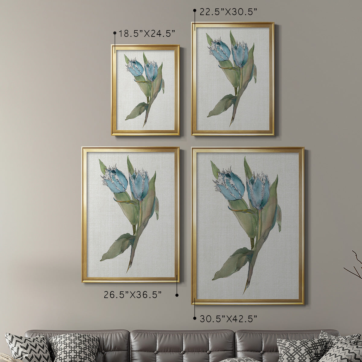 Blue Tulip Picks II - Modern Framed Canvas Print