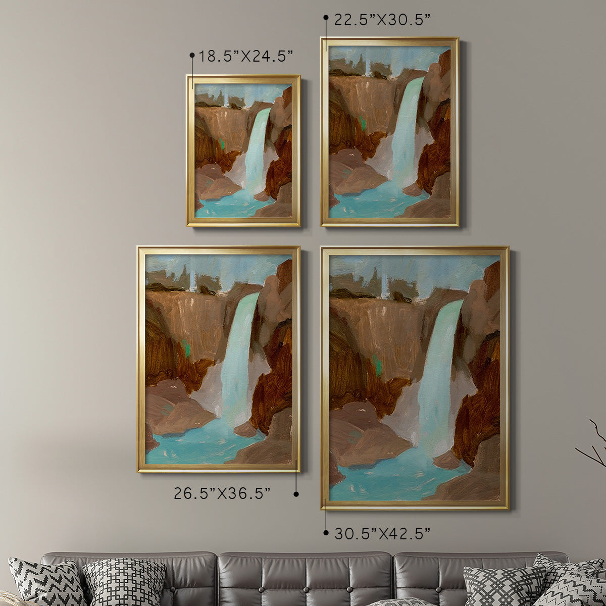 Turquoise Falls II - Modern Framed Canvas Print