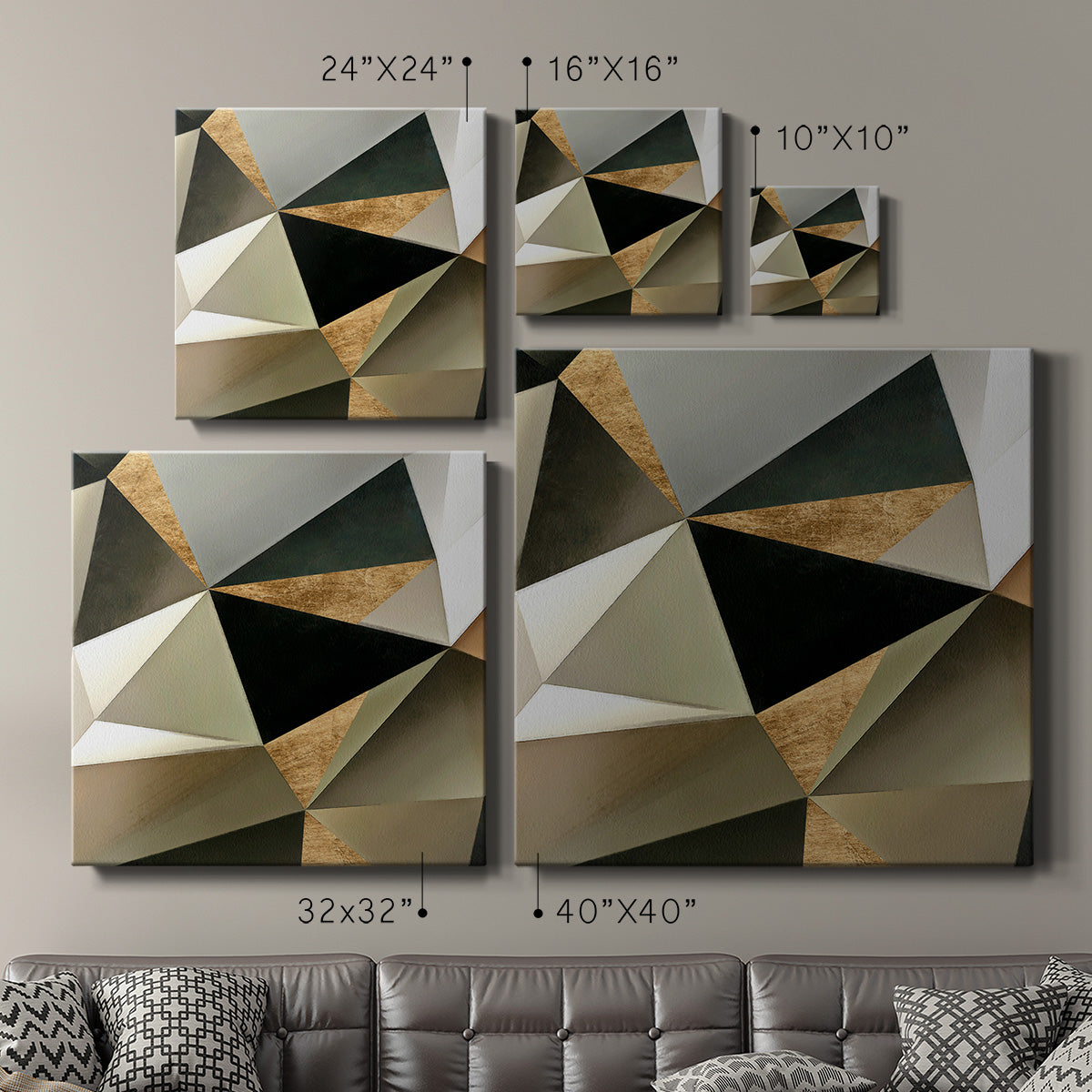 Gold Polygon Wall II - Canvas Art Print